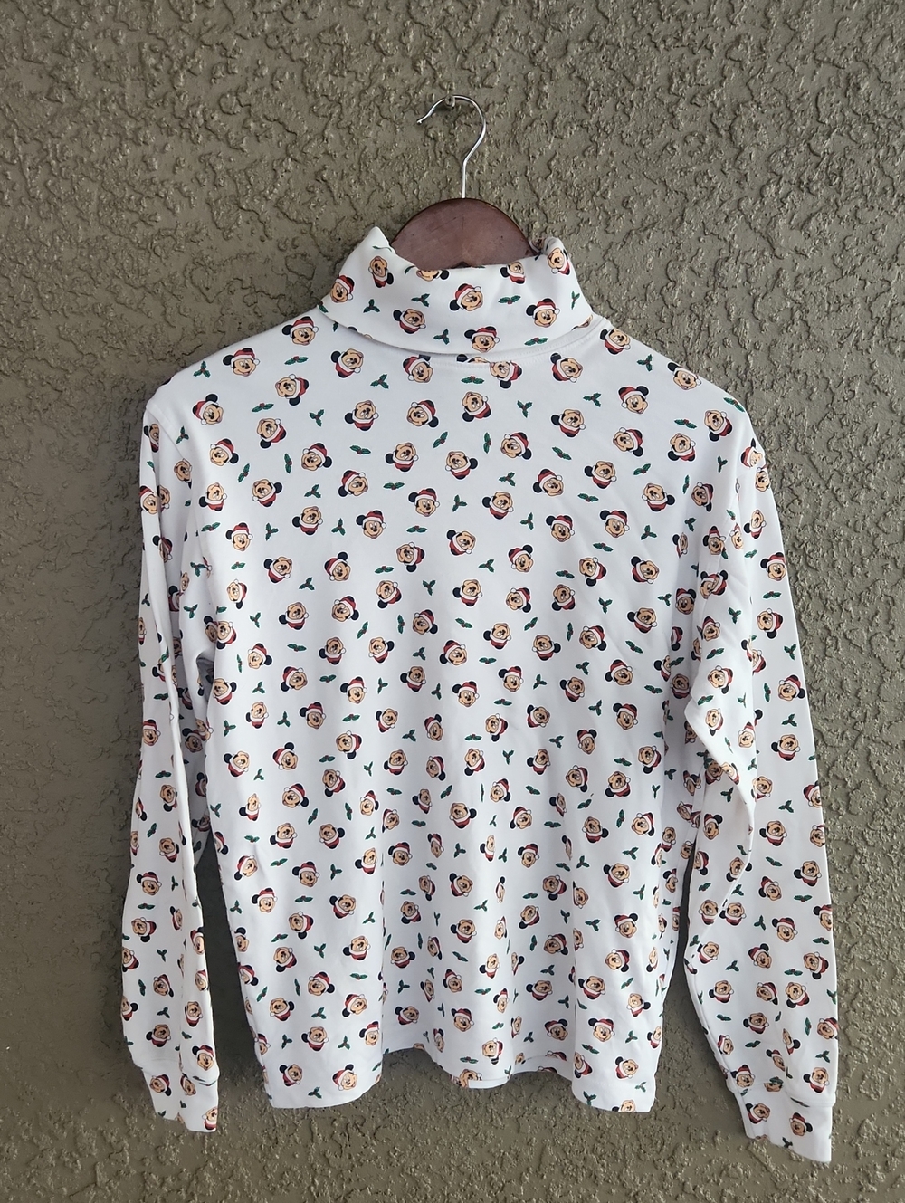 Vintage Disney Mickey Mouse Christmas Turtleneck Long Sleeve Santa 100% Cotton